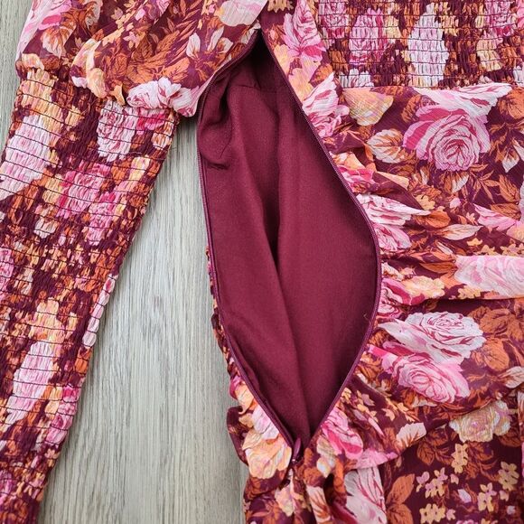 Wayf Long Sleeve Floral Mini Dress size M - Picture 10 of 11